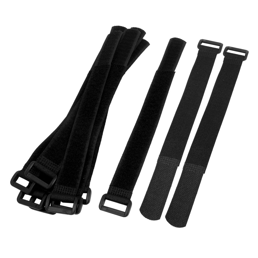 Luggage Nylon Elastic Cable Organizer Hook Loop Tie Strap Black 2.5 x 40cm 2pcs 