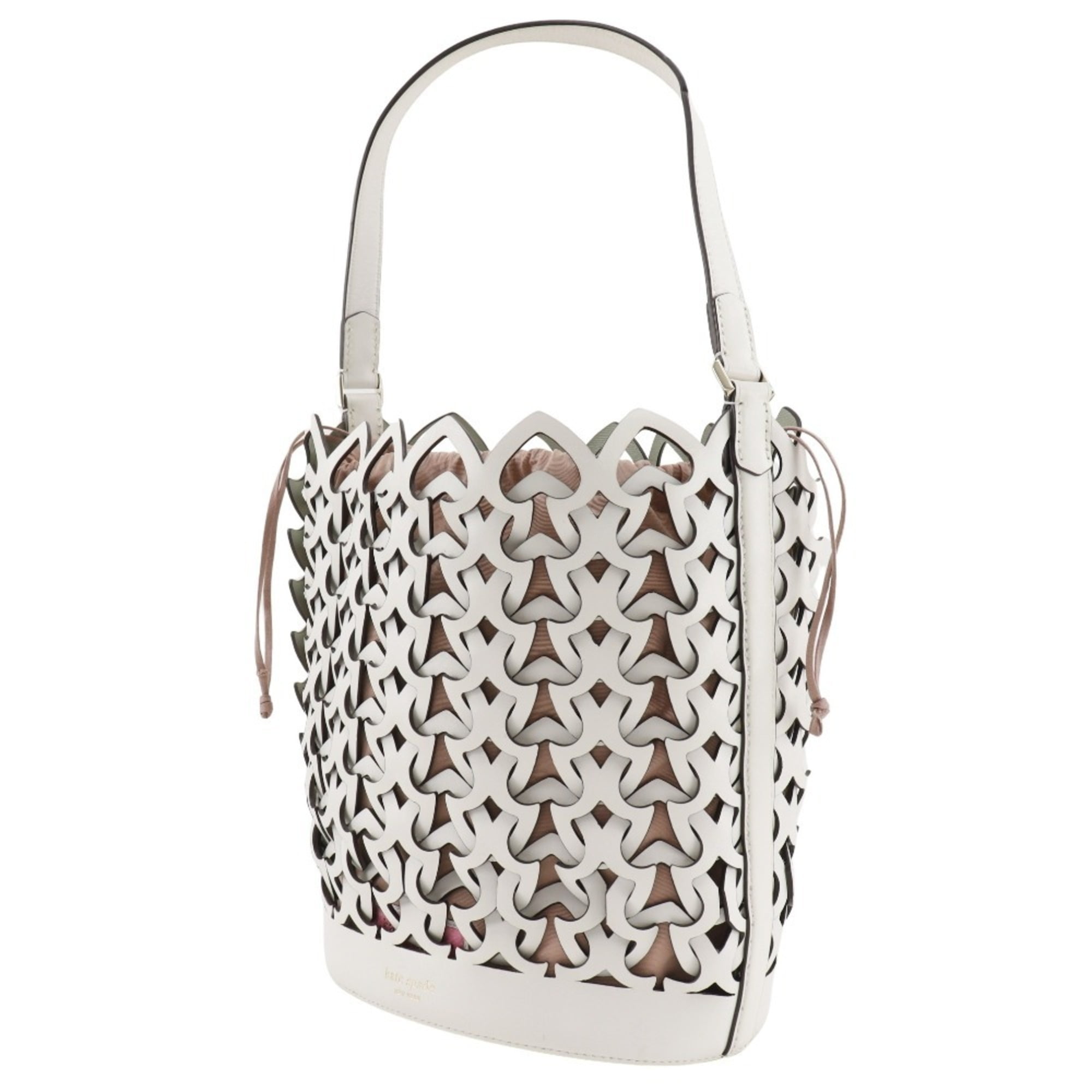 Pre-Owned Kate Spade Dolly Large Shoulder Bag Basket Leather White/Pink A5 Women's (Good)