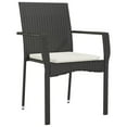 thumbnail image 3 of vidaXL 7 Piece Garden Dining Set with Cushions Black Poly Rattan, 3 of 5