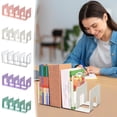 thumbnail image 6 of 32cm Acrylic Book Stand with Non-Slip Base and 4 Partitions Thickened Desktop Book Holder for Reading and Organizing Textbooks Novels and Office Documents Study Accessories(Pink), 6 of 6