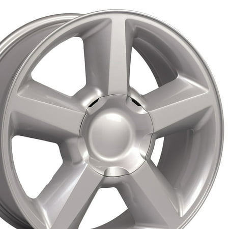 20x8.5 Wheels Fit GM Truck & SUV - Chevy Tahoe Style Silver Rims, Hollander 5308 -