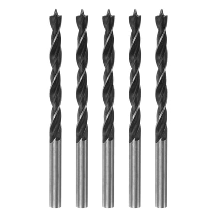Uxcell 5pcs Brad Point Drill Bits Dia 5.5mm/0.2" 45# Steel Round Shank Drill Woodworking 88mm