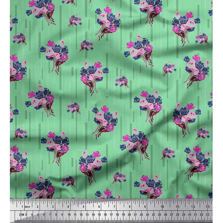 Soimoi Poly Georgette Fabric Flower Artistic Print Fabric by Yard 52 Inch Wide