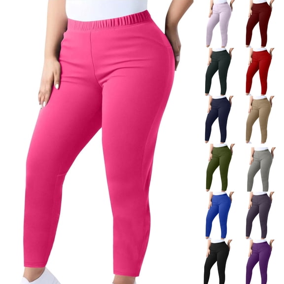 Plus Size Leggings for Women Tummy Control High Elastic Waist Stretch Slim Bottoms Athletic Gym Sports Fashion Pants,M-5XL