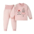 thumbnail image 2 of Jinhomg Warm Outfits for Toddler Girls 2 Piece Soft Cozy Cotton Suit Cute Princess Print Long Sleeve Tops and Elastic High Waist Pants Pink 110, 2 of 6