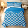 thumbnail image 2 of Manfei Contemporary Grid Quilt King,Checkered Art King Coverlet Set,Blue,3 Pieces,1 Bedspread and 2 Pillowcases, 2 of 7