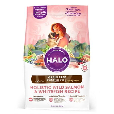 Halo Grain Free Natural Dry Dog Food, Small Breed Healthy Weight Wild Salmon & Whitefish Recipe, 10-Pound (Best Way To Gain Healthy Weight)