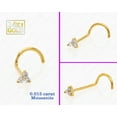 thumbnail image 2 of 3-Stone 0.015ctw Moissanite Nose Stud - 22G Solid 14Kt Yellow Gold Nose Screw Stud Nose Ring - April Birthstone Nose Stud, 2 of 5