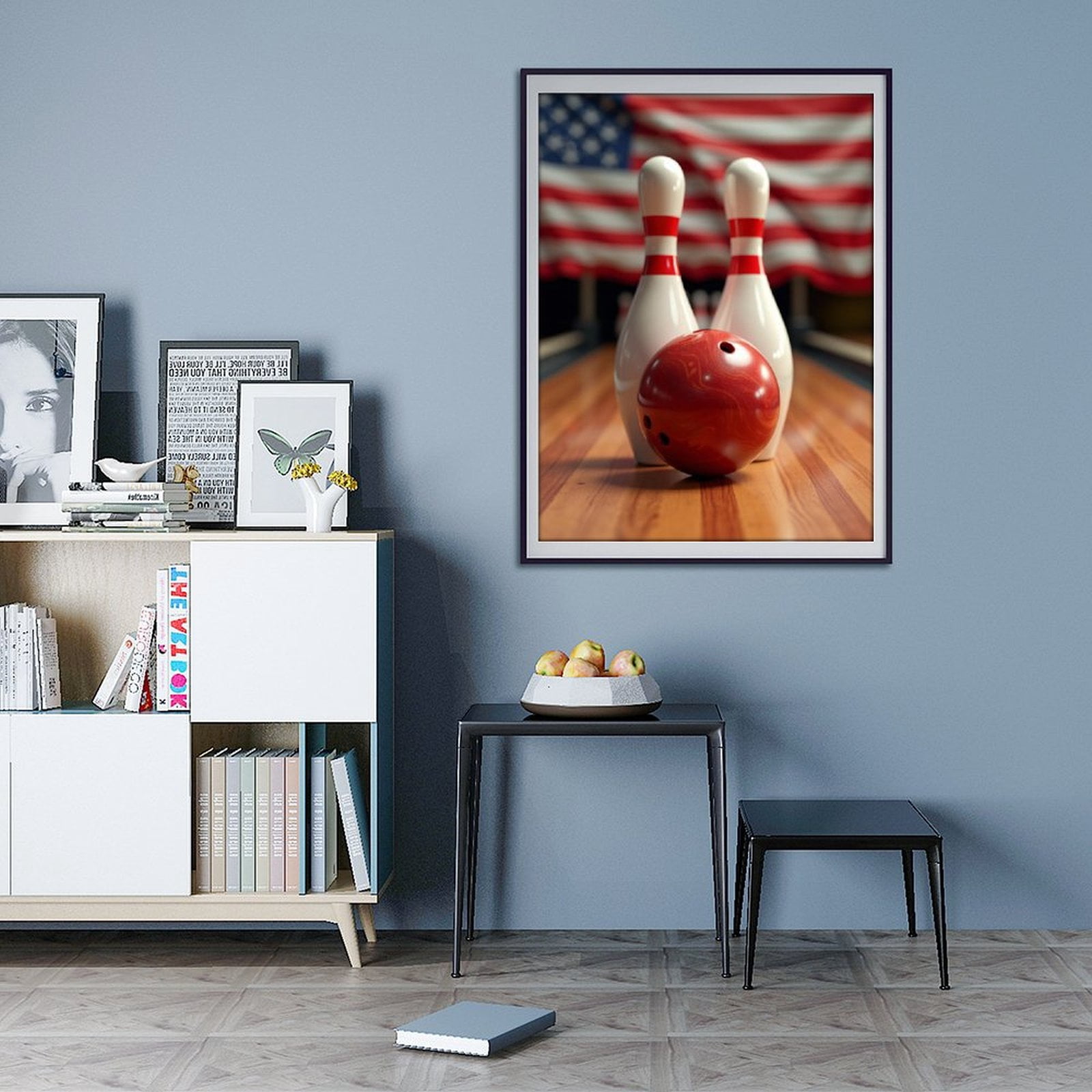 Diamond Art Kits for Adults - Modern Bowling Print No.15 5D Frameless Dimond Painting Kit for Adults Beginner, Round Diamond Kits for Home Wall Decor, Gift for Women