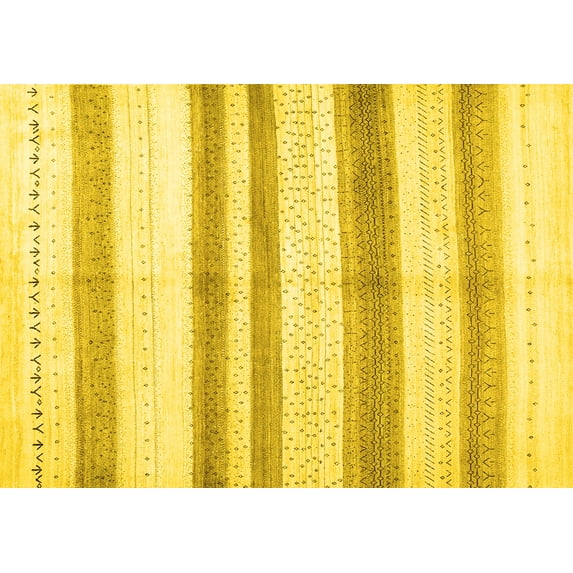 Ahgly Company Indoor Rectangle Solid Yellow Modern Area Rugs, 7' x 9'