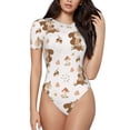 thumbnail image 2 of Goofa Fall Squirrel Printed Women Rash Guard Short Sleeve,Tummy control Swimsuit Surfing Swimsuit Bathing Suit One Piece Swimsuit UPF 50-, 2 of 9
