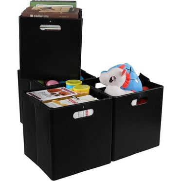 13 Inches Collapsible Plastic Storage Cubes, Foldable Cube Storage Bins, 4 Packs