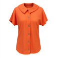 thumbnail image 5 of Sillenn Women's Waffle Button Down Collared Shirt Short Sleeve Casual Blouse Loose Fit Lightweight Waffle Knit Gauze Shirts Summer Dressy Casual Office Work Blouse Business Camping Clothes Orange L, 5 of 7