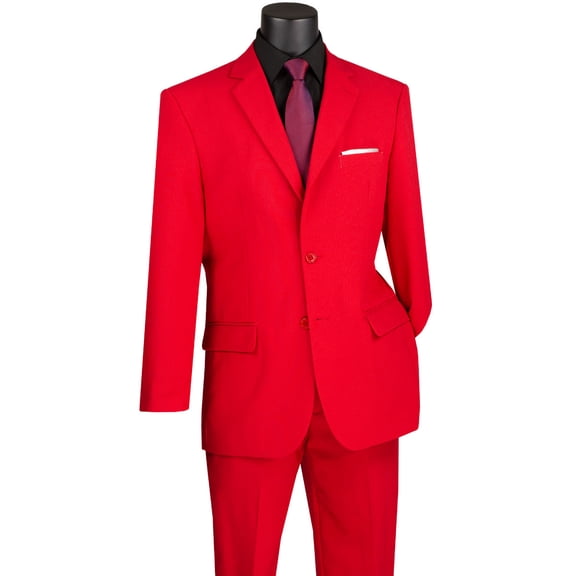 Men's Vinci Suits 2 Button Classic Poplin Suit Red Size 60 Regular