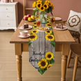 thumbnail image 5 of Table Runners 72 Inches Long, Farm Sunflower Cotton Linen Kitchen Dining Coffee Table Runner for Party Home Decor, Positive Floral Vintage Brown Wooden Tabletop Dresser Scarves Runner 14x72 Inch, 5 of 9