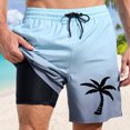 thumbnail image 2 of Board Shorts Male Swim Trunks With Liner Inseam Board Shorts Bathing Suit With Pockets Beach Shorts Men Light Blue XXXXL, 2 of 4