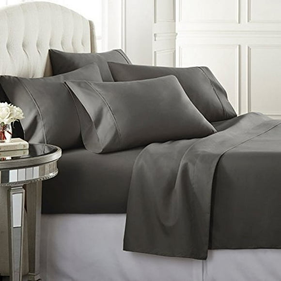 Danjor Linens King Size Bed Sheets Set - 1800 Series 6 Piece Bedding Sheet & Pillowcases Sets w/ Deep Pockets - Fade Resistant & Machine Washable - Gray