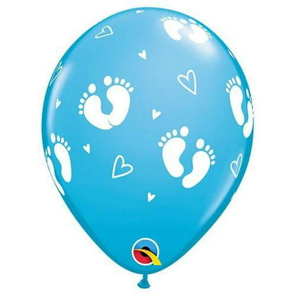 LOONBALLOON Baby Boy Balloons, 12″ WHITE WITH BLUE POLKA DOTS BALLOON (6 PK)