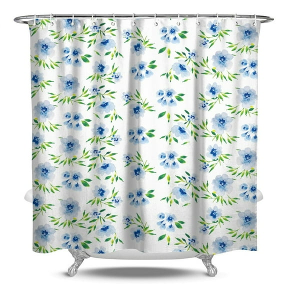 Floral Shower Curtain Watercolor Botanical Bathroom Decor Rustic Flower Design Fabric Bath Curtain for Tub Country Style Home Accessories with Hooks,84x72in(210x180cm)