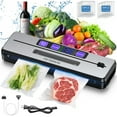 thumbnail image 1 of FETERVIC Scelleuse sous Vide Alimentaire 8 en 1 90 kPa 130 W avec Coupeur Intégré, Affichage Numérique à DEL, 6 Modes de Scelleuse pour l'Entreposage des Aliments avec Trousse de 20 Sacs de Scellage, 1 of 12