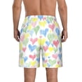thumbnail image 3 of Kll Hand Drawn Colored Hearts Men'S Casual Summer Beach Shorts Hawaiian Shorts With Pockets-3x-Large, 3 of 9