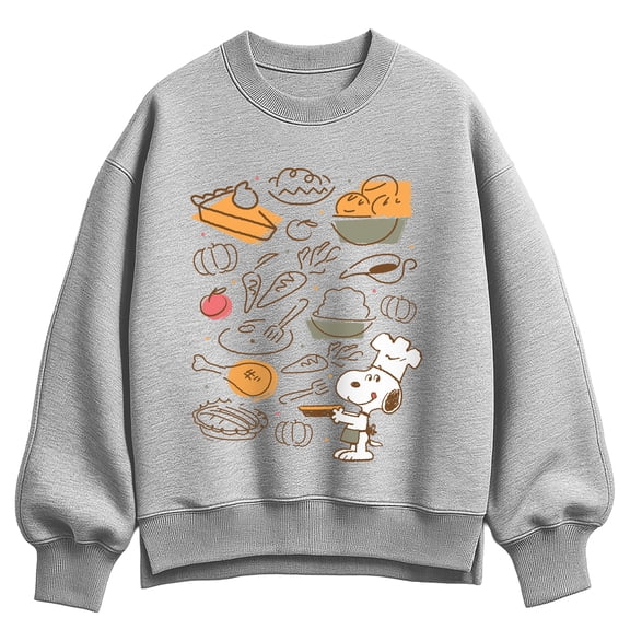 Peanuts - Snoopy Thanksgiving Food - Women's Oversized Fleece Crew Sweatshirt