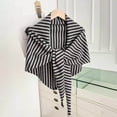 thumbnail image 2 of FAWUUDO Women's Striped Shawl Wraps Tie Front Knitted Triangle Shawls Scarf Cardigan Fall Winter Trendy Poncho Wrap Cape, 2 of 4