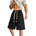 thumbnail image 3 of DODADAWANJ Mens Striped Shorts Big and Tall Wide Leg Baggy Short Comfort Elastic Waist Knee Length Shorts with Drawstring L, 3 of 10