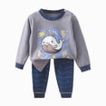 thumbnail image 3 of NOLDARES Fall Winter Toddler Baby Boy Clothes 2Pcs Print Crewneck Sweatshirt and Pants Sweatsuit Little Boy Clothing Size:6-12 M,Dark Gray, 3 of 3