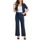 thumbnail image 2 of Conjunto de traje de oficina para mujeres INSPIRE CHIC, blazer de manga corta con un botón y pantalones de traje XS azul oscuro, 2 of 5