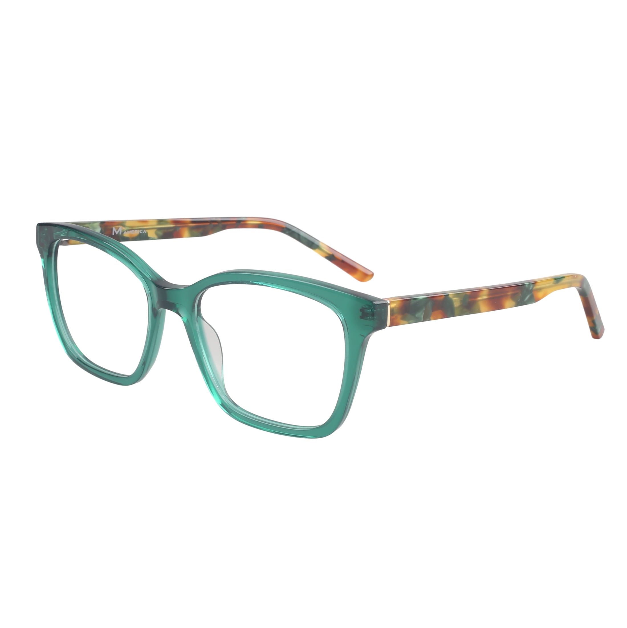 M America's Essex Women's Rx'able Eyeglasses, 54-17-140, Crystal Green Tortoise, Square Plastic Frame