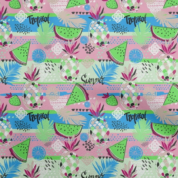 oneOone Polyester Lycra Light Pink Fabric Tropical Craft Projects Decor Fabric Printed By The Yard 56 Inch Wide
