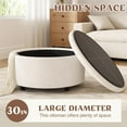 thumbnail image 3 of 30 Inch Round Storage Ottoman,Modern Tufted Ottomans,Circular Coffee Table with Removable Top,Upholstered Large Ottoman with Storage Footrest Stool for Bedroom Living Room (Beige), 3 of 9