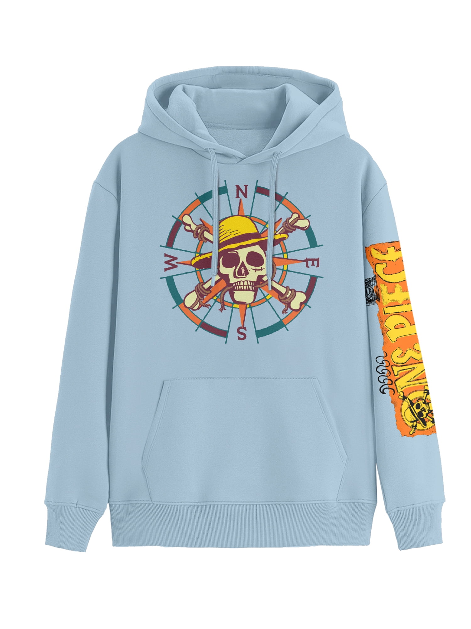 One Piece, Men's & Big Men's Graphic Hoodie, Jolly Roger Compass, Sizes S-3XL
