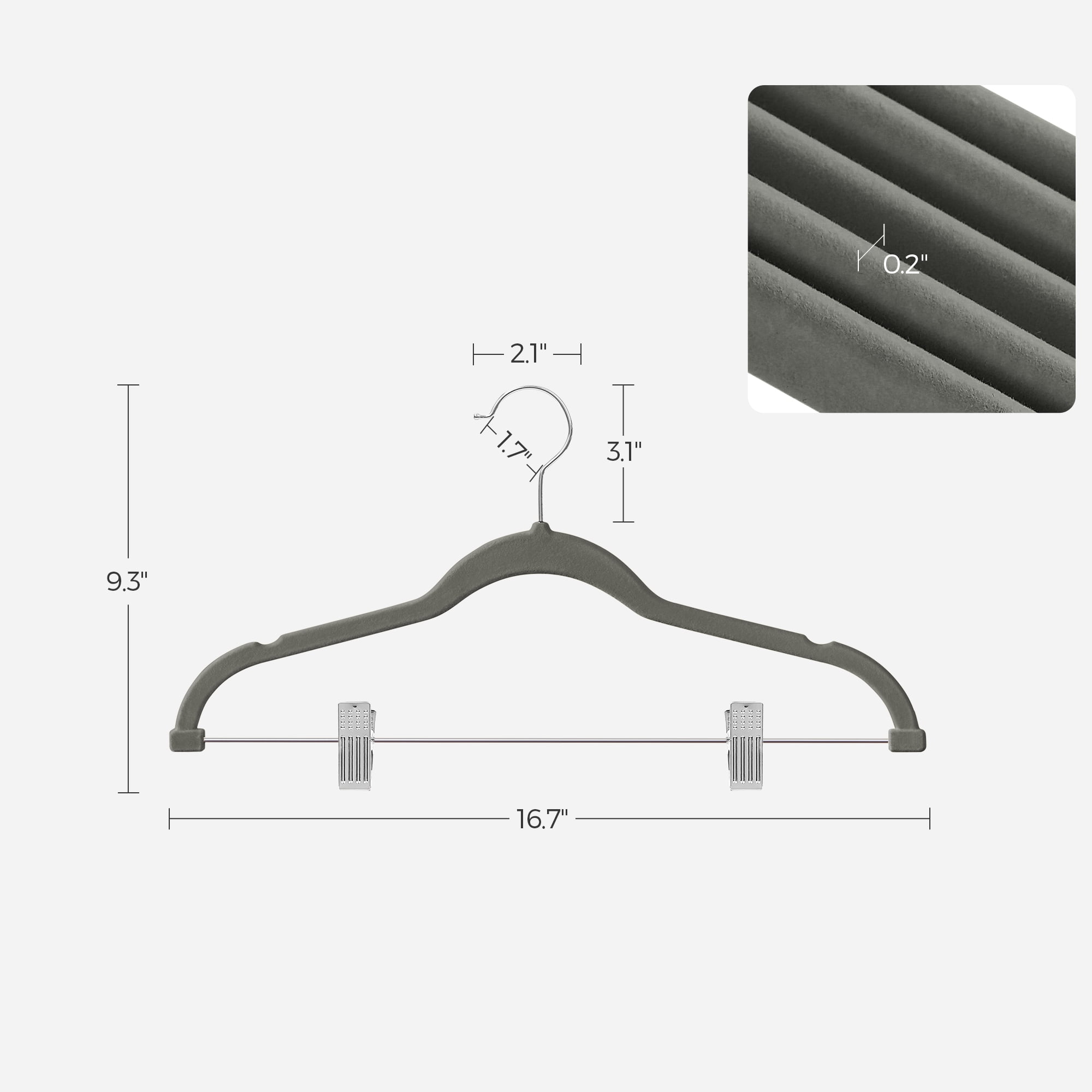 Velvet Skirt Pants Hangers 30 Packs Velvet Hangers with Adjustable Clips Non Slip Space Saving Clothes Hangers for Skirts Pant Gray
