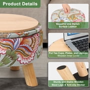 Small Round Ottoman with Storage, Modern Round Footrest with Soft Padded Seat, Teddy Velvet Footstool with Wood Legs, Accent Small Table or Plant Stand for Hallway, Living Room