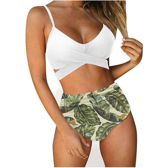 Aoochasliy Bikinis for Women Clothes Women's Fashion Bikini Set Swimsuit Two Piece Printing Suspenders Swimwear Beachwear