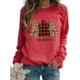 thumbnail image 1 of LUXUR Chandail pour Femmes à Col Rond, Chandail, T-shirt de Noël, Blouse de Festival, Hauts à Manches Longues, Rouge, M, 1 of 2