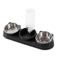 thumbnail image 2 of Comederos triples para gatos con inclinación de 15 degree y botella de agua automática. Comederos y bebederos para gatos. negro, 2 of 8