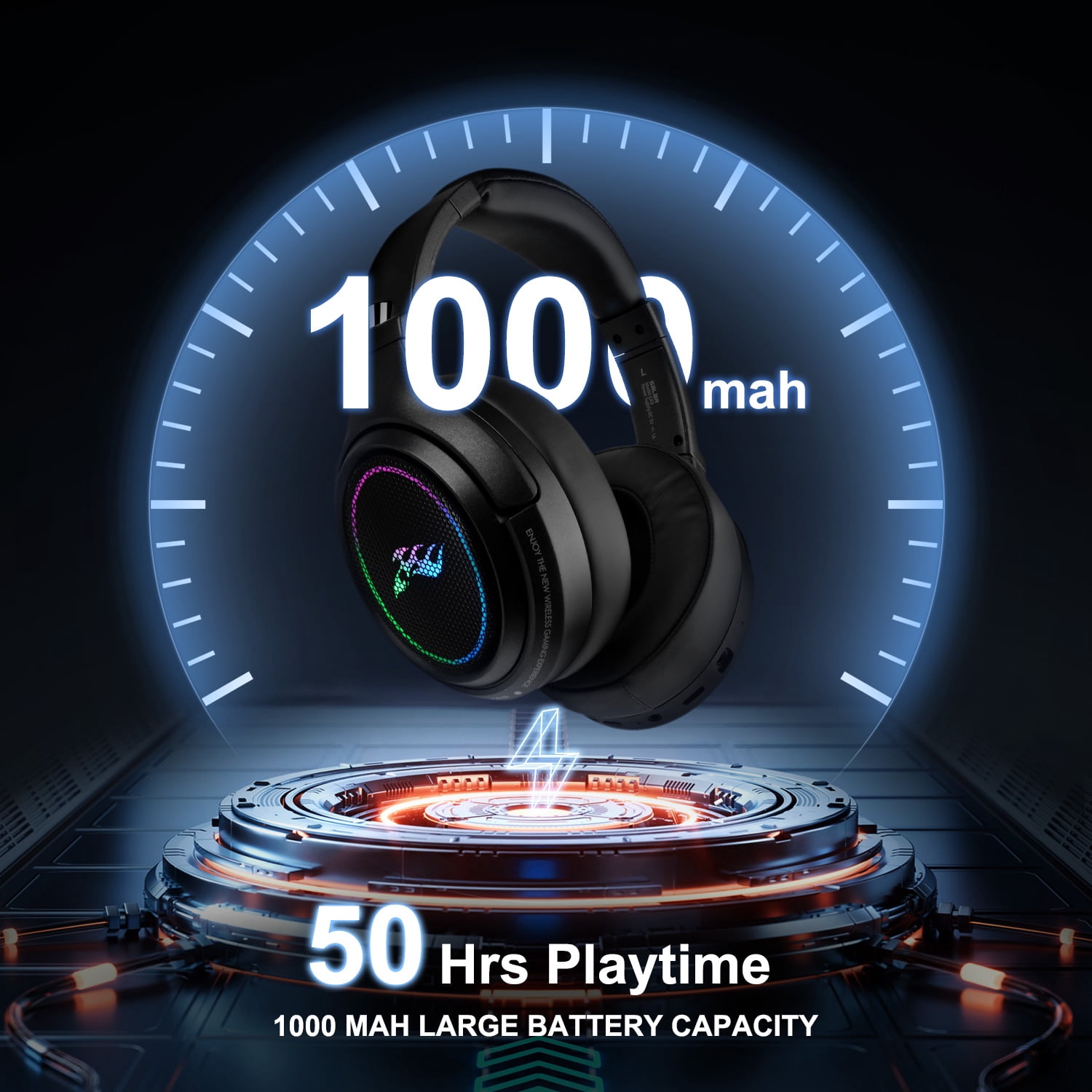 Wireless Gaming Headset,HopePow 1000mAh PC Gaming Headset with Mic for PS5 PS4 Switch with Bluetooth+2.4 GHz+USB Gaming Headphones with Noise Canceling Microphone,3.5mm Wired for Xbox Series