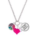 thumbnail image 1 of Delight Jewelry Silvertone Multicolored Peace Sign - Hot Pink Heart Nurse Strong Zoe Necklace, 1 of 4