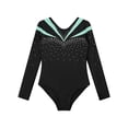 thumbnail image 3 of iiniim Girls One Piece Sequins Rhinestone Long Sleeve Leotards Athletics Gym Dance Unitard Bodysuit Light Green 8, 3 of 7