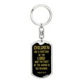 thumbnail image 1 of Psalm 127:3 Stainless Steel or 18k Gold Premium Swivel Dog Tag Keychain, 1 of 8