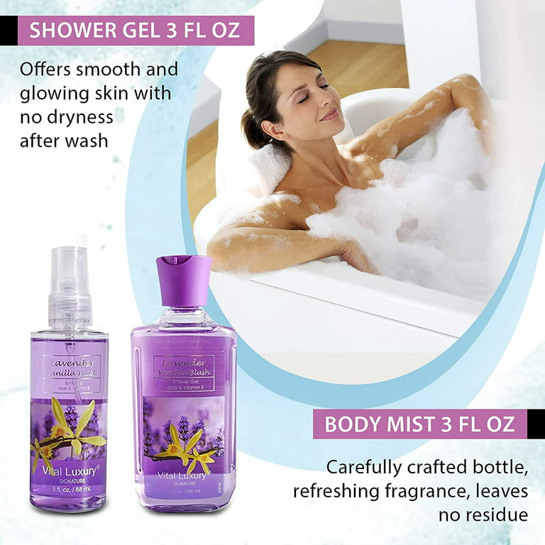 Vital Luxury Bath & Body Wash Set, Lavender Vanilla Blush, 3 fl oz 