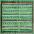 thumbnail image 1 of Ahgly Company Machine Washable Indoor Square Abstract Turquoise Blue Modern Area Rugs, 3' Square, 1 of 4