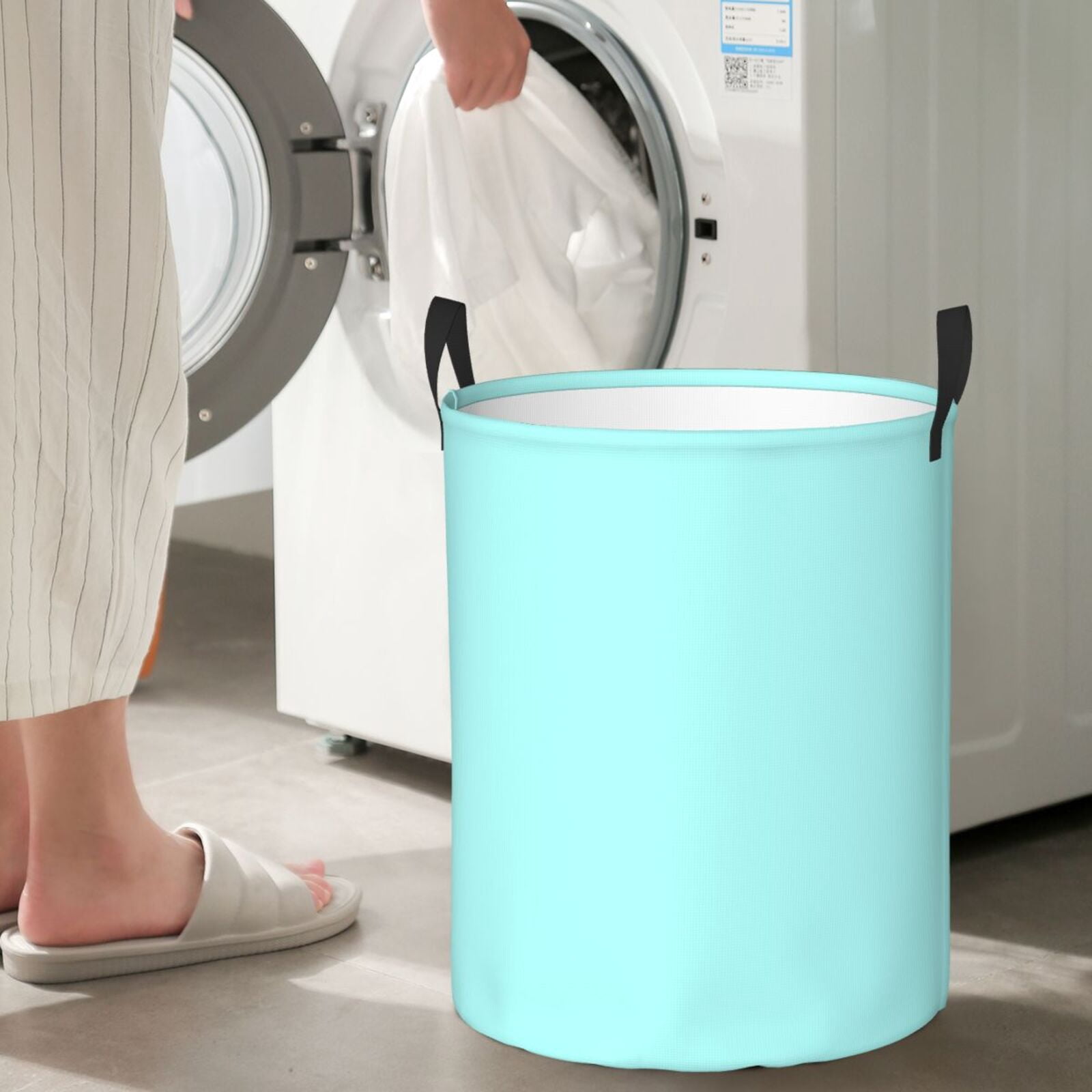 Large Laundry Basket with Handles - light-aqua Kids Baby Dirty Clothes Laundry Hamper for Bedroom Aesthetic
