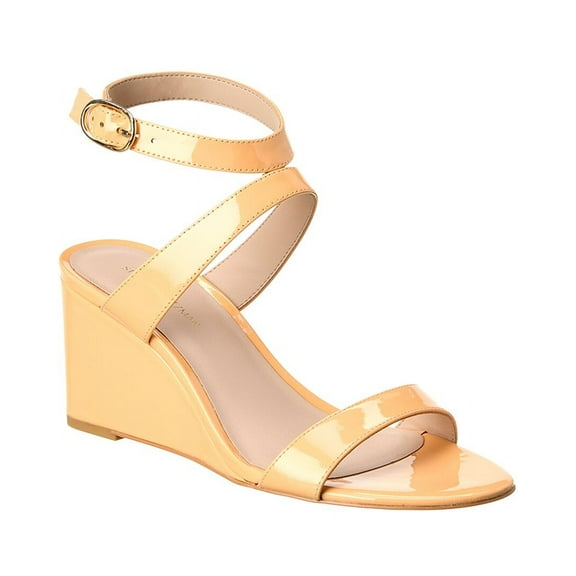 Stuart Weitzman Ave Strap 75 Patent Wedge Sandal, 8, Orange, Adult, 3 inch