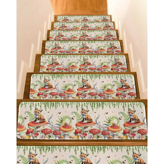 Stair Treads for Wooden Steps Indoor Runner Rug Carpet, 15 Pieces Peel and Stick Staircase Step Treads Covers Washable Throw Door Mats, 30"x8"