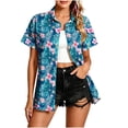 thumbnail image 2 of Juesizh Hawaiian Shirts for Women Plus Size Summer Tops Trendy Casual Button Down Casual Print T Shirts, S-5XL, 2 of 6