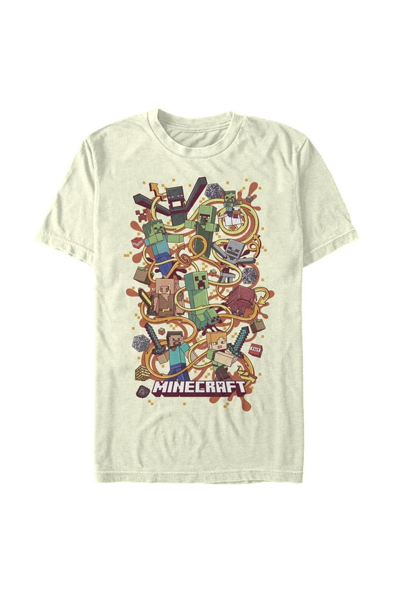 Men's Minecraft Group Shot Graphic Tee Beige Large